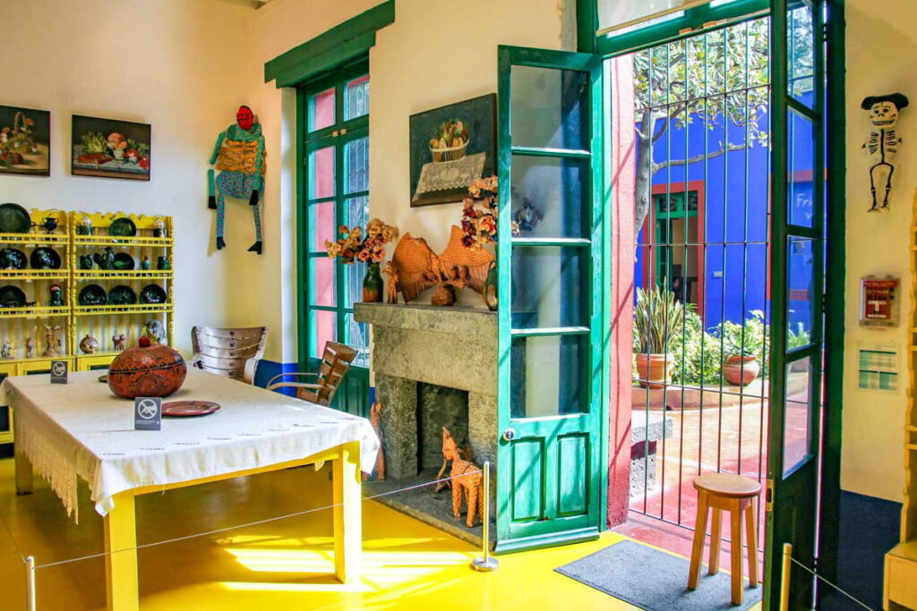 The colourful kitchen at Frida Kahlo's Casa Azul museum in Coyoacán, Mexico City