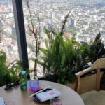 Table overlooking the vast sprawl of Mexico City from the 58th floor